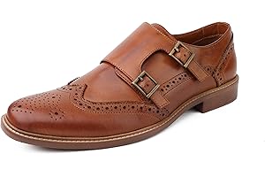 DIVCHI Herren Mönch Schuhe Schnalle Riemen Slip on Loafers