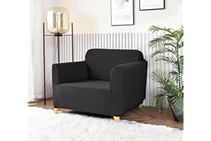 Homebliss Pokrowiec na sofę 1-osobową, rozciągliwy, uniwersalny, elastyczny, na sofę 1-osobową (70-110 cm), ciemnoszary