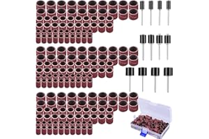 AUSTOR 192 Pieces Sanding Drum Kit with Free Box Including 180 Pieces Drum Sander Nail Sanding Band Sleeves and 12 Pieces Drum Mandrels for Dremel Rotary Tool