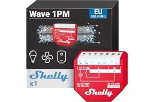 Shelly Wave 1PM – Trådlös Z-Wave-strömbrytare 868,4 MHz, 1 kanal (16 A), Strömmätare, Fjärrstyrning av belysning & apparater, Z-Wave-gateway krävs
