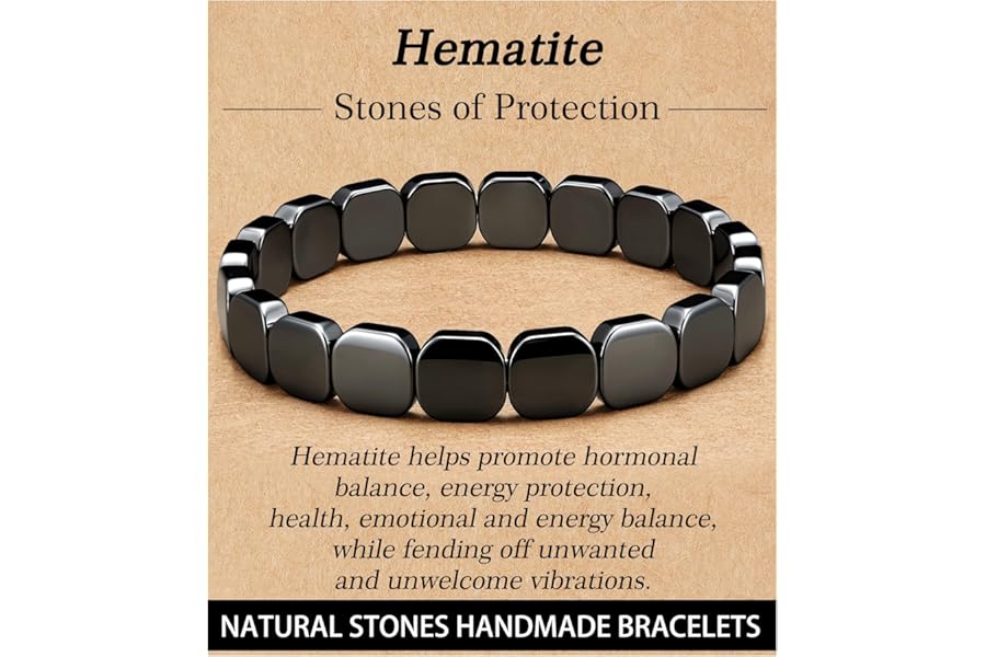 Rajputana Hematite Bracelet Men Natural Stones Handmade Bracelets Reignites Masculine Energy Male Healing Bracelets for Mens Inspirational Jewellery Gifts