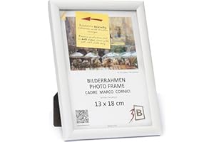 3-B Cadre ULM - cadre photo en bois, avec verre acrylique (13 x 18 cm, Blanc)