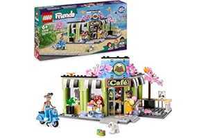 LEGO Friends Cafetería de Heartlake City y Pastelería de Juguete, Set de Comida, Regalo para Niñas y Niños de 6 Años o Más, 3 Mini Muñecas Inc. Paisley y Olly y Figura de Perro 42618