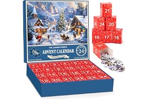 CilHee Pussel, adventskalender 2026, vuxna – 24 dagars julkalender | 1008 delar & 1:1 affisch (70 x 50 cm), julby på vintern, husdekoration & present till barn och familjer