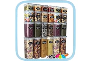 Ordeluxe Contenitori per alimenti capienti da 42 litri con coperchi ermetici, set di organizzatori da cucina, senza BPA, trasparenti, 24 pezzi