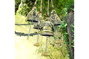 JIKEFENGXUN 4 Stück Segen Glocke Windspiele, Fengshui Glocke Buddha, Antike Klangspiele, Chinesische Glocke, Wind Chime Fengshui Glocken, Vintage Klangspiele, für Hausgarten Hängen Glück Segen Dekoration