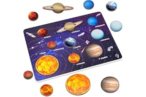 OSIKAY Montessori Toys for 3 4 5 6 Year Old Boys Girls, Wooden Puzzles for 3+ Year Olds Kids Learning Resources Educational Toys for Toddler Boy Birthday Present Gift Age 3+ Solar System Space Planet Toys