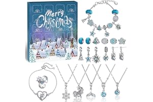 Raoclay Calendrier de l'avent Bijoux Fille 2023, Calendrier de l'avent Fille Enfant 5 6 7 8 9 10 11 12 Ans, Noël Fabrication Bijoux Enfant Fille Ado, Noël Bracelets Colliers Boucles d'oreilles Bagues