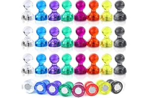 FAVSON 32PCS Small Fridge Magnet, Magnetic Push Pin, Whiteboard Magnet, Office Magnet for Home, Kitchen, Whiteboard, Office, Fridge, Classroom (8 Colours)