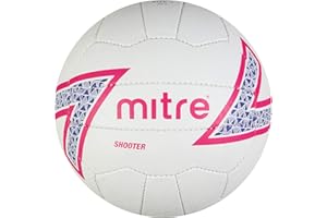 Mitre Shooter Match Ballon de Netball | Excellente Prise en Main | Modèle résistant, Blanc/Cabaret/Violet/Noir