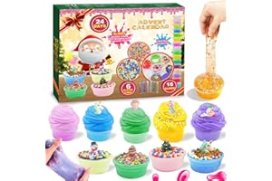 MJUTHY Slime Advent Calendar 2025 Kids, 24-Day Holiday Countdown Christmas Ornaments Surprises Xmas Holiday Party Gifts for Boys Girls Adults Include 16 Slime and 8 Accessories, 6+ year old