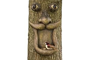Bits and Pieces - Alimentador de pájaros con cara de árbol - Decoraciones de patio - Escultura caprichosa de árbol - Decoración para interiores y exteriores - Arte de jardín
