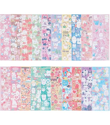 Kawaii Wald-Thema Aufkleber Set - Grüne Sticker Für Tagebuch, Scrapbooking & Deko - 44x44 Mm