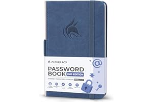 Clever Fox Password Book 2nd Edition Small – Pocket Password Keeper with Laminated Alphabetical Tabs – Internet Address Notebook & Login Details Organizer Journal – 8.9x14.2cm (Smoke Blue)