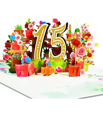 Central 23 Biglietto Di Auguri Per 15° Compleanno Ragazza, Simpatico Con Adesivi, Per Figlia O Nipote, 11,9x17 Cm