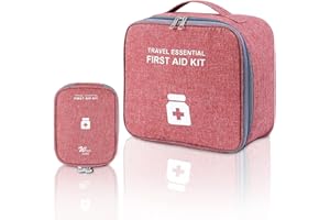 VAVICRAP Medikament Tasche, 2 Stück Medikamententasche Große Tragbar Klein Reiseapotheke Tasche Leer Erste Hilfe Medikamenten Aufbewahrung Wasserdicht Kapazität Tasche für Home Reisen-Burgund