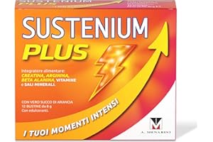 Sustenium Plus - lntegratore energizzante a base di uno specifico complesso di aminoacidi, vitamine e minerali. Per la tua energia fisica e mentale. Confezione da 12 bustine