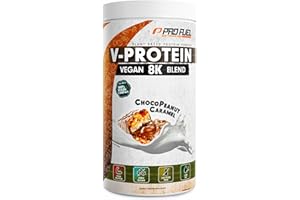 PROFUEL Wegańskie białko – czekoladowy karmel z orzechami ziemnymi – mieszanka białka V 8K – niezwykle smaczne i kremowe – ze słonecznika, ryżu, grochu, konopi, dyni i wielu innych – roślinny proszek białkowy