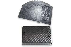 YIMINGOUFEI plastic waterproof playing cards, 54 Pieces Poker game deck, suitable for family parent-child games and birthday parties, outdoor camping (Pure Black Foil, Black)