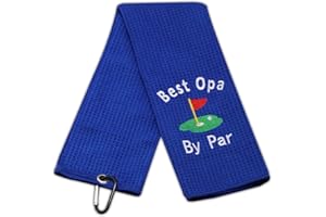 LEVLO Dad Golf Towel Embroidered Golf Towel Gift Golf Father Gift Best Grandpa/Papa/Pops/Grampy/Papaw/Opa by Par Golf Towel with Clip (Best Opa)