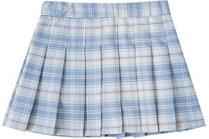 FEESHOW Mädchen Faltenrock Plaid Anime Schulmädchen Rock Karo Skater Sport Schul Röcke A-Linie Matrosenrock Kurz Mit Shorts