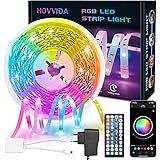 HOVVIDA Striscia LED 5M, 24 LED/Metro, 24V RGB LED, 120 LED, APP e Telecomando, Sincronizzazione Musicale, Modalità di Tempor