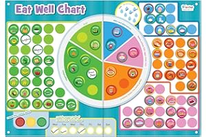 Fiesta Crafts Eat Well Magnetic Food Chart - Reward Chart for Children with Colour-Coded Food Images to Encourage Good Eating Habits - Magnetic Chart to Track Daily Goals and Healthy Diet
