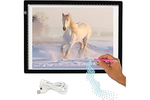 Crafts&Co® Light pad A4 senza fili, con Supporto | Light pad A4 Dimmerabile | Light pad, accessori per | Tavola da Disegno con USB | 470x345 | Nero