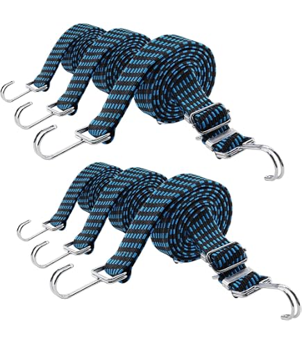 AiQInu Tendeurs Elastique Avec Crochets 4 Pièces, 100cm Réglable Sandow Elastique Pour Bagages, Barres De Toit, Bâche, Cargaison Mobile, Camps, Bâches