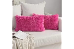 MIULEE Confezione da 2 Federe in Felpa per Cuscini Decorative Fodere Copricuscini Arredi per Casa Divano Letto 30 X 50 cm Rosa Rossa