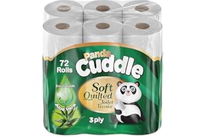 KHASO Panda 3 PLY Toilet Rolls Soft Quilted Aloe Vera Scented Toilet Loo Tissue Paper - 72 Toilet Paper Rolls Bulk