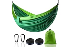 SANCEN Hamaca Colgante XXL para 2 Personas 300 x 200 cm – Hamaca Jardin Exterior, Ultraligera y Portátil – con Capacidad de 300 kg – Ideal para Camping, Viajes, Balcón e Interior (Verde)