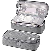 WEMATE 3 Compartments School Cases, Small Pencil Case, School Bag, Pen Case, Portable Pen for Students, Light Grey