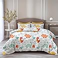LORETO - A QUALITY LINEN BRAND 100% Pure Cotton Bedsheet for King Size Bed, 144TC Soft & Breathable King Size Bed Sheet Cotton with 2 Pillow Covers (Orange & Mint Alphabet Dino Play, 104 x 104 Inches)