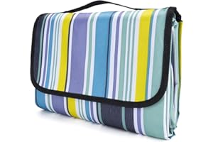 Oziral Koc piknikowy 200 x 200 cm, wodoszczelny koc kempingowy, przenośny koc plażowy z uchwytem do noszenia [tkanina Oxford i warstwa PVC], koc piknikowy na podróż, kemping, plażę, wędrówki