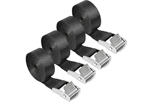 DIGANK Spanngurte Schwarz 4 Stück, 2.5m x 25mm Zurrgurt,Spanngurt mit Klemmschloss, Belastbarkeit 250 kg,Gurtband für Fahrrad,Dachbox Auto, Gepäck,Motorrad mit Haken