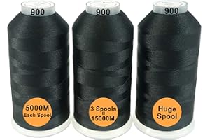 New brothread 3er Set Schwarz Farben Polyester Maschinen Stickgarn Riesige Spule 5000M für alle Stickmaschine