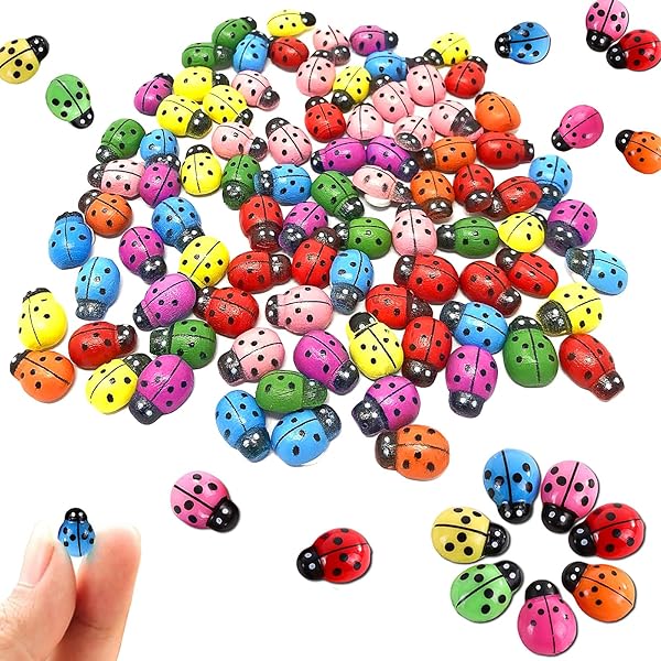 100 Mini Coccinelle Legno Autoadesive Multicolore - Per Decorazioni Fai Da Te E Scrapbooking - Foto 4