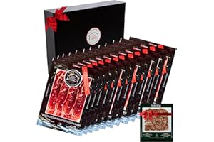 Jamon LOS CALVO Lote Loncheado Paleta Iberica de Cerdo Pata Negra | Maletín 12 Sobres Paletilla Bellota 100 Gramos y Virutas del Jamón Deshuesado de Regalo Embutidos Gourmet España 50% Ibérico