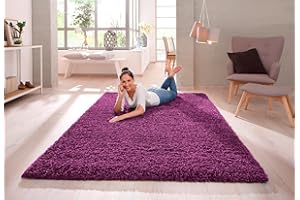 VICEROY BEDDING SHAGGY RUG Modern Rugs Living Room Extra Large Small Rectangular Size Soft Touch 30MM / 3cm Thick Pile Living Room Area Rugs Non Shedding (Purple, 120cm x 170cm (4ft x 6ft))