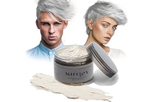 MIFELOY Temporary Silver White Hair Color Wax 120g, Instant Hairstyle Cream Dye, Disposable Coloring Mud for Men Women Youth, Natural Washable Styling Pomades for Party Cosplay DIY Halloween