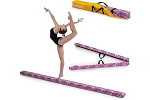Fun!ture 7ft Folding Gymnastics Balance Beam | Printed Faux Suede | Kids Fitness Training | Home Gym Exercise | Free Storage Case | Carry Handles | Stainless Steel Feet | Soft-Close Hinges | Made in the UK