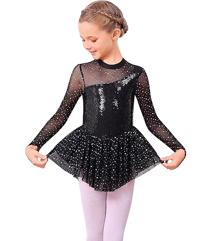 Abito Da Pattinaggio Su Ghiaccio Donna – Maniche Lunghe Con Strass, Mesh, Body Lirico Da Danza