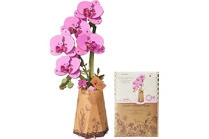 rowood Sztuczne kwiaty, fioletowe phalaenopsis, puzzle 3D, "zrób to sam", zestawy modelarskie do montażu, zestaw do majsterkowania dla dorosłych, dekoracja domu i zestaw prezentowy na Walentynki