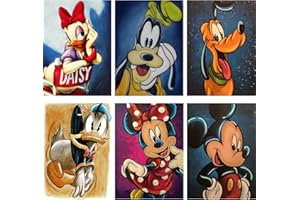 EOBROMD 6 Pezzi 5D Diamond Painting Kit Completo, Cartoon Pittura Diamante FAI DA TE, Anatra e Topo Diamond Painting Bambini Adulti, Strass Ricamo a Punto Croce Painting Decorazione per Casa 30x40cm