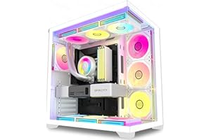 KEDIERS PC Gehäuse- vorinstalliert 7 ARGB-Lüfter, ATX Mid Tower Gaming Gehäuse, mit doppeltem gehärtetem Glas Vollbild Computergehäuse，G500 (Weiß)