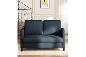 Domusensus 2 Sitzer Sofa, 2 Sitzer Kleinsofa, Ganz aus Holz-Couch, Teddy Fleece Zweisitzer-Kleinsofa, Werkzeugfrei 2er Sofa, 2-Sitzer-Sofa, für Wohnzimmer, Schlafzimmer, Büro, Jugendzimmer, Blau-grau