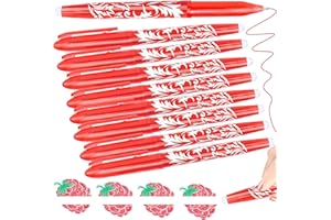 Artbiu Erasable Gel Pens with Rubbers - Red Ink, 8 Pens, 0.5mm Ballpoint for Writing