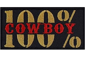 EXPRESS-STICKEREI 100% COWBOY Cool Iron on Patches - Western Rebel Sew on Patch - Embroidered Patches for Cowboys, Bikers - Fabric Patch for Jackets, Hats, Jeans, Backpacks, Shirts - 100X50 mm