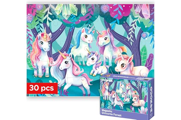 QUOKKA Puzzle Enfant de 3 à 5 Ans - Puzzle 30 Pièces pour Enfant de 2 à 4 Ans - Puzzles Éducatif Licornes pour Enfant de 4 à 6 Ans - Jouets Éducatif Cadeau pour Garçons et Filles 2 3 4 5 Ans
